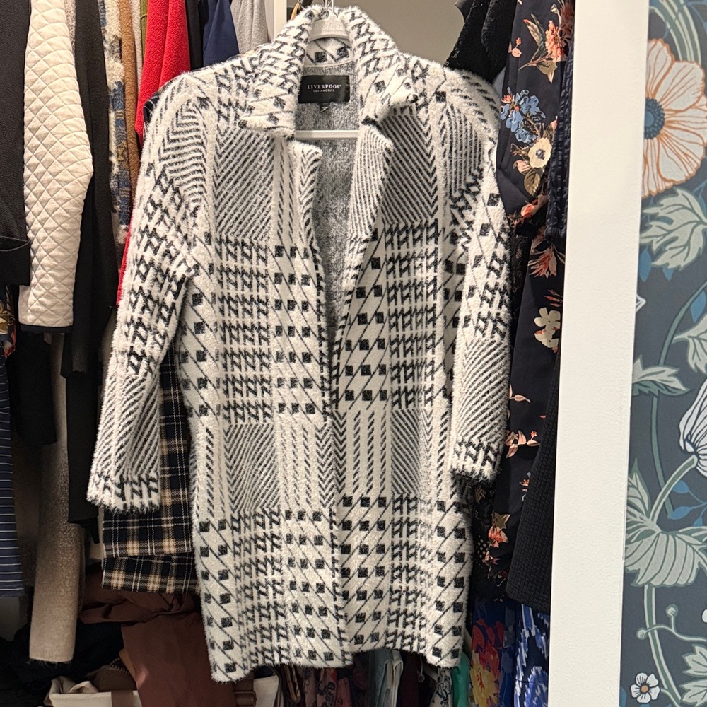 Liverpool Black and White Plaid Teddy Jacket